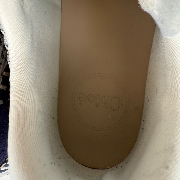 CHLOE Nama Stitch Walking Beige Cosmic Blue Sneakers 38, 7.5 - Picture 9 of 13